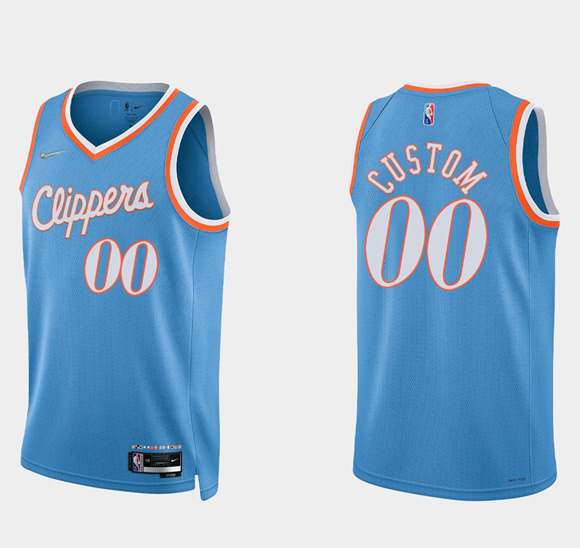 Men's Los Angeles Clippers Active Player Custom 2021/22 Blue 75th Anniversary City Edition Stitched Basketball Jersey